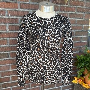 J Crew Factory leopard print cotton pull over Teddie sweater. Size XXS